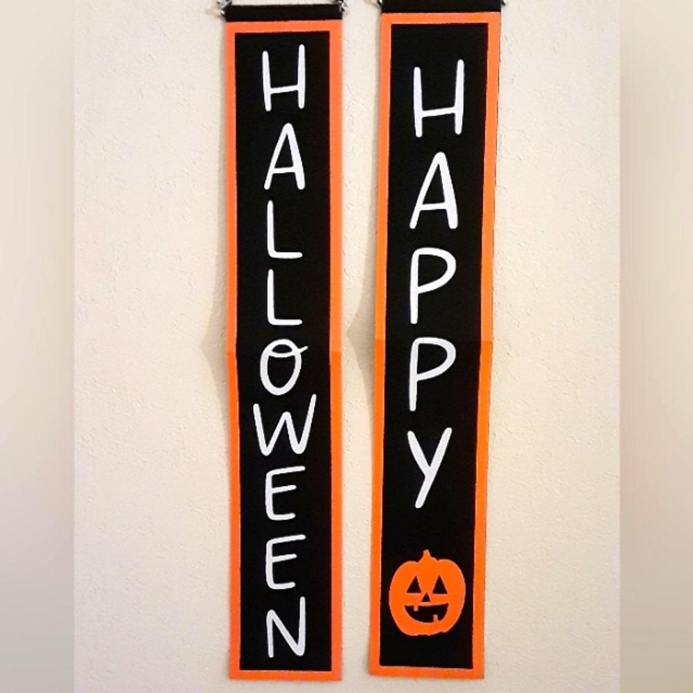 Happy Halloween Pumpkin Door Banner Sign